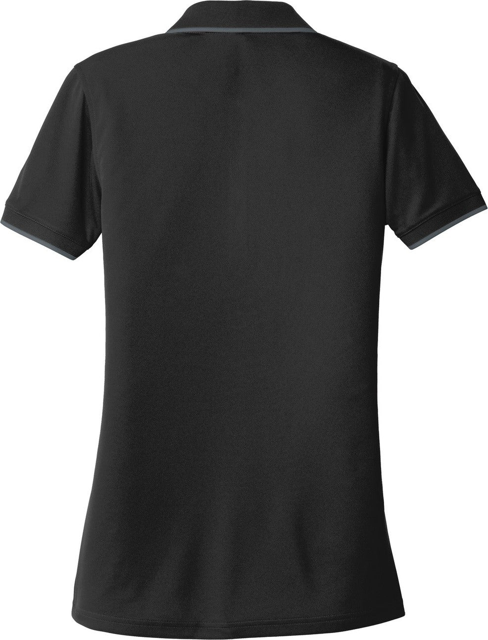 Rear View of Dp Black/Graph Port Authority Women's Dry Zone UV Micro-Mesh Tipped Polo. LK111