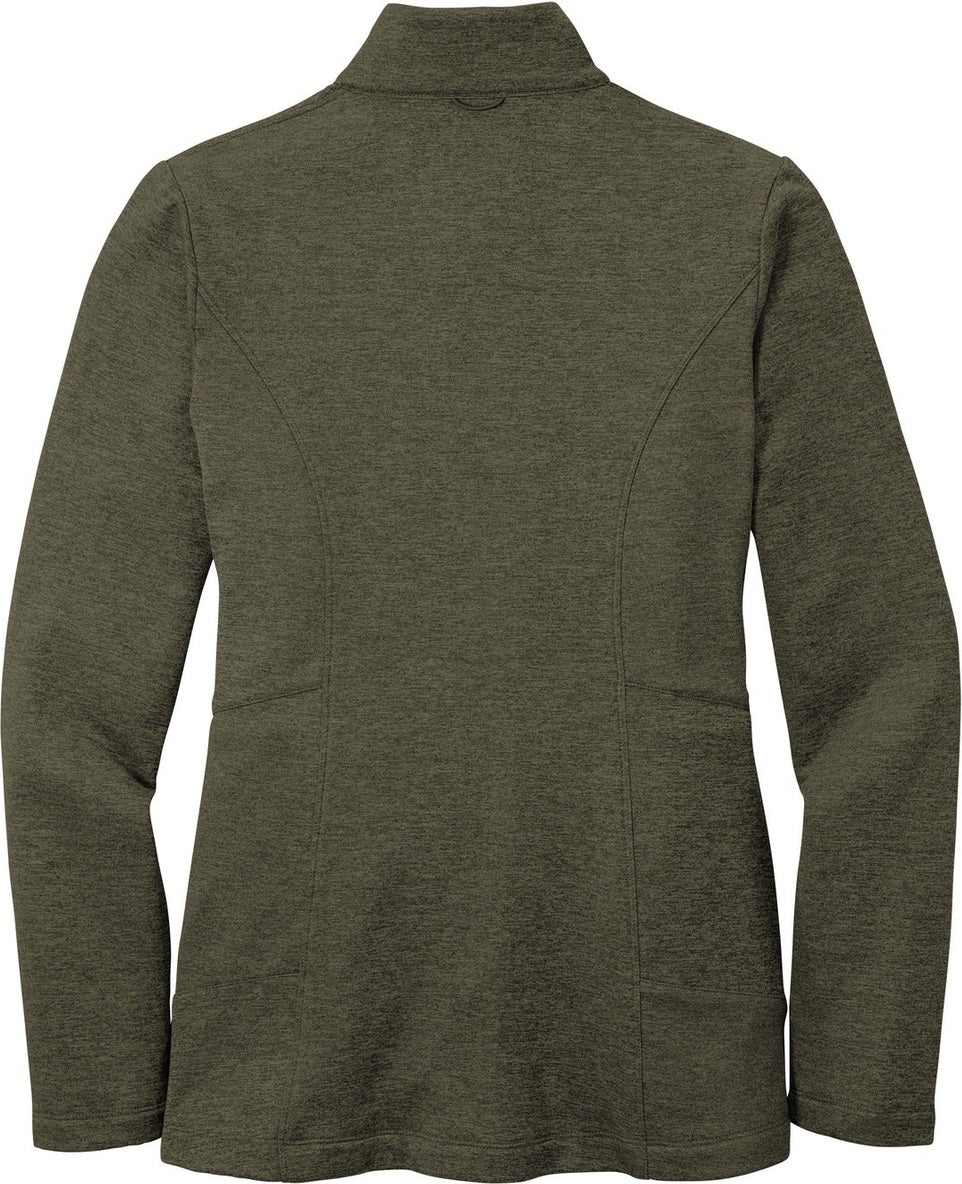 Front View of Dp Olive Hthr Port Authority Women's Collective Striated Fleece Jacket. L905