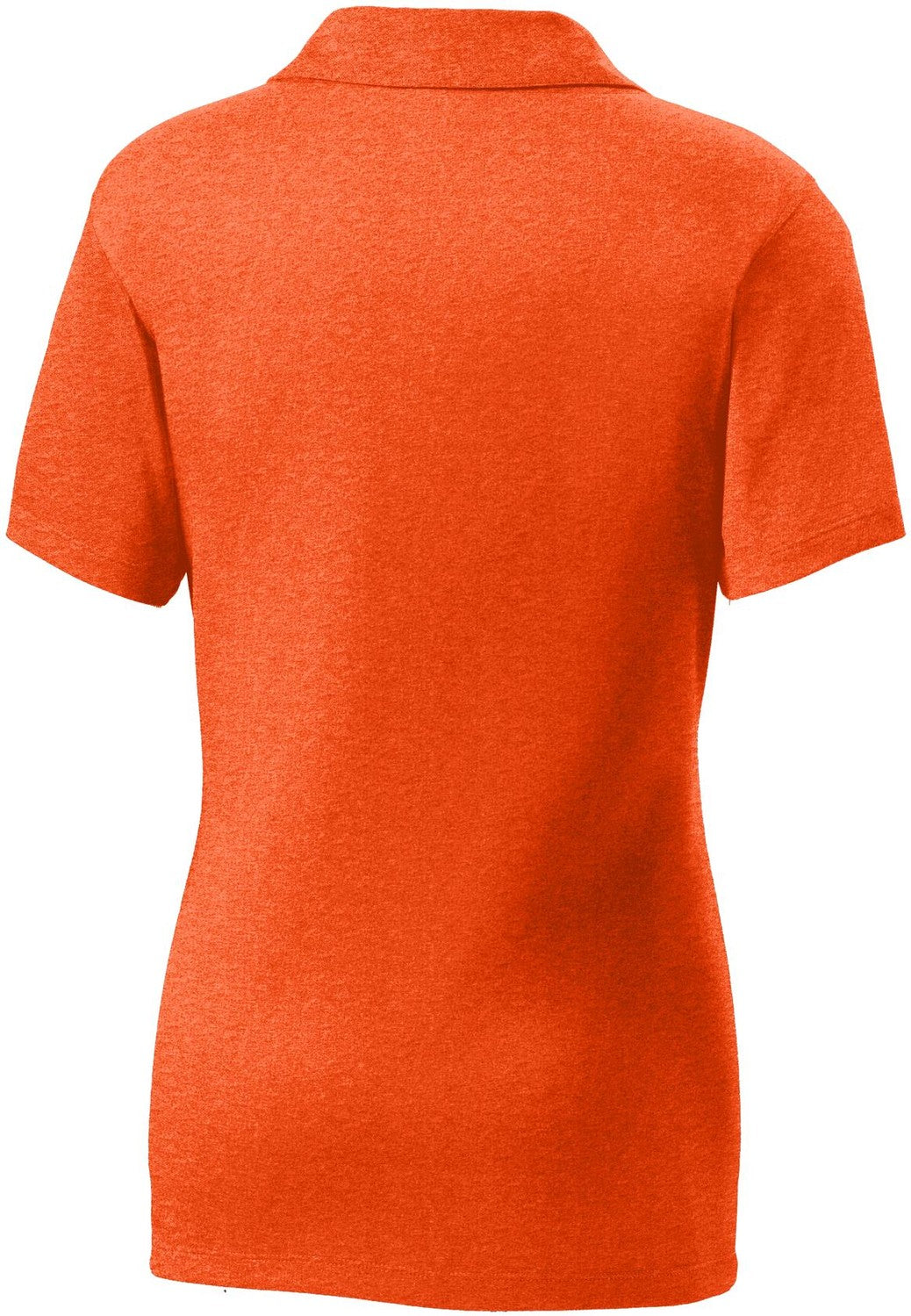 Rear View of Dp Orange Hthr Sport-Tek Women's Heather Contender Polo. LST660