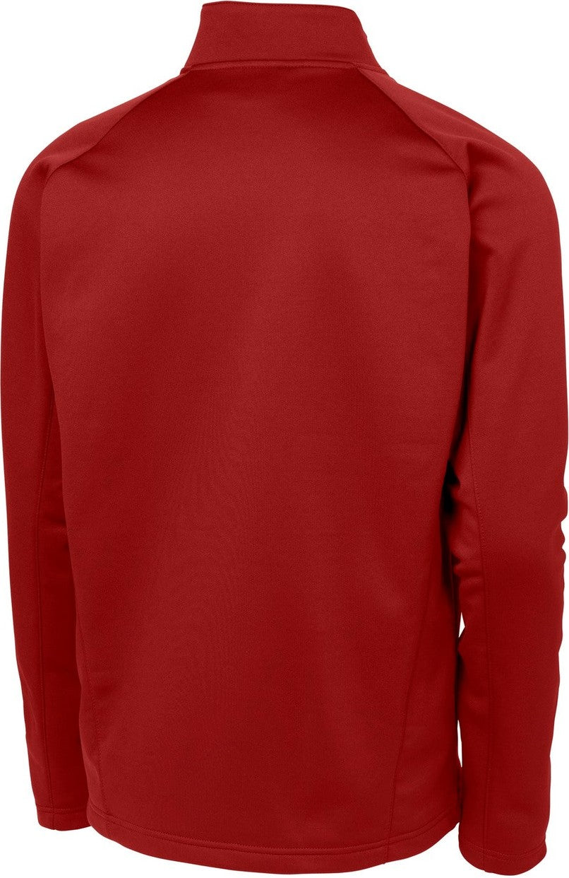 Front View of Dp Red/Silver Sport-Tek Sport-Wick Fleece 1/4-Zip Pullover. F243