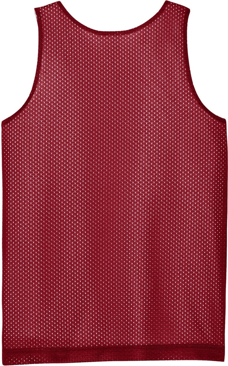 Front View of DpRd/Wht Sport-Tek Youth PosiCharge Reversible Mesh Tank YST5000
