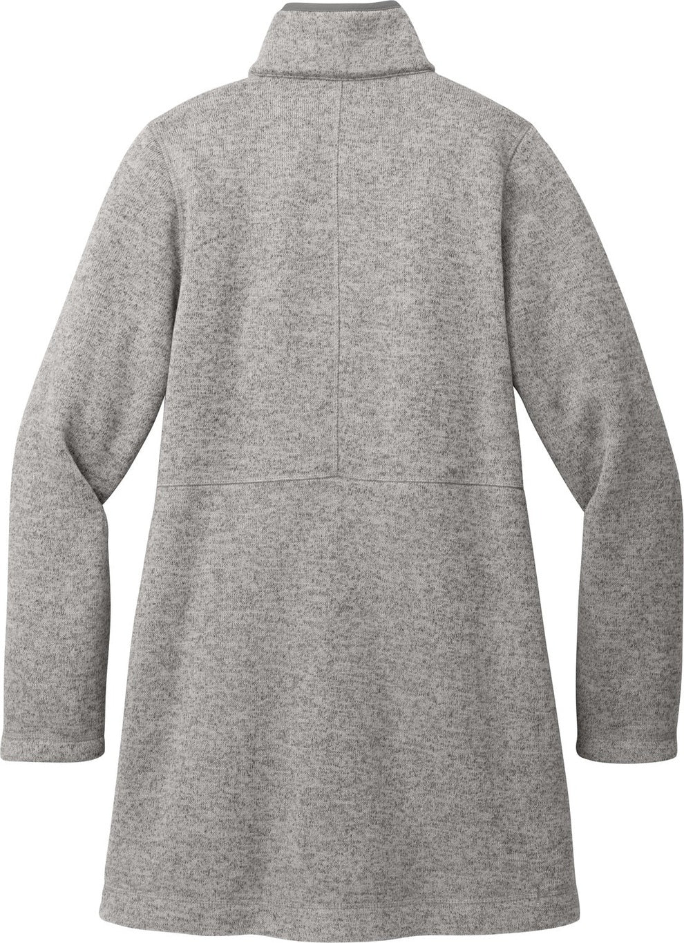 Rear View of DpSmkHthr Port Authority Women's Arc Sweater Fleece Long Jacket L425