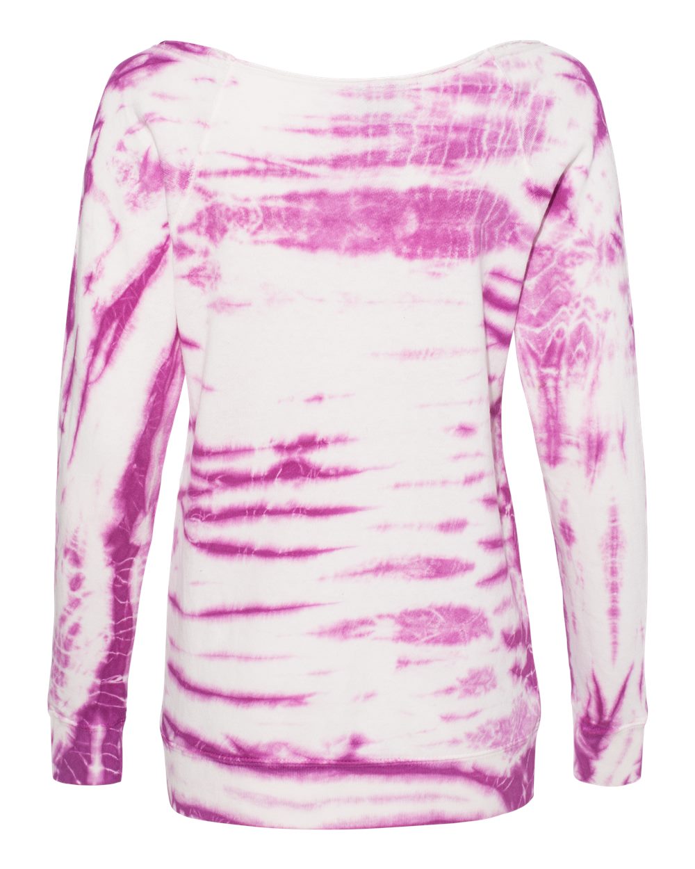 Front View of Dragonfruit Women's French Terry Off-the-Shoulder Tie-Dyed Sweatshirt - W20173