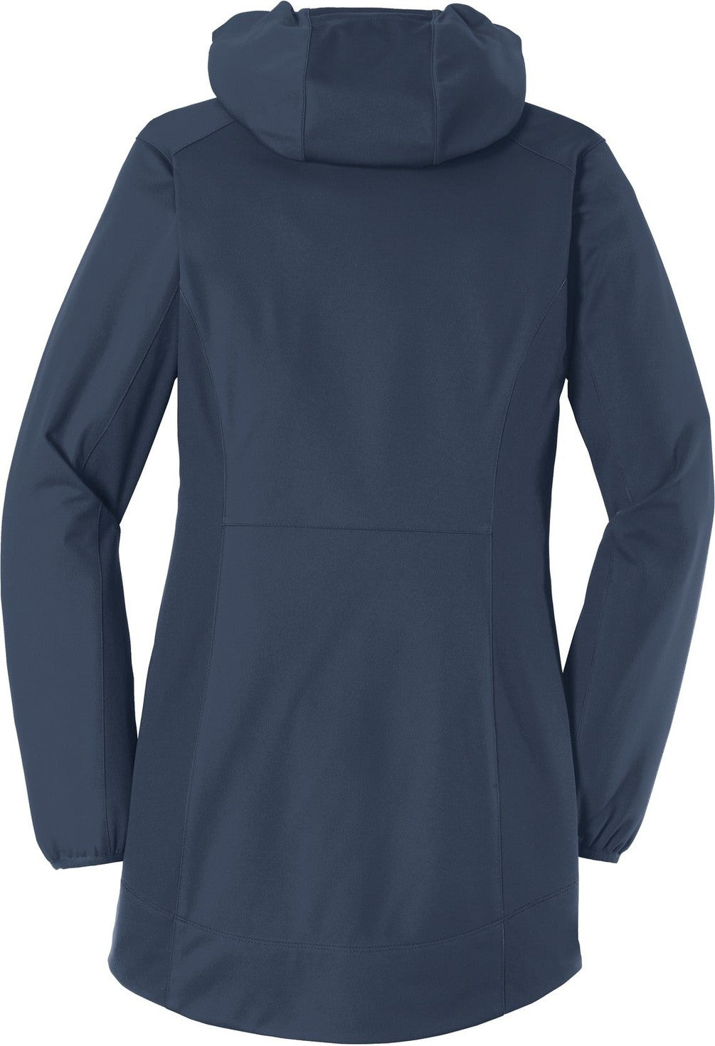 Rear View of Dress Blue Nvy Port Authority Women's Active Hooded Soft Shell Jacket. L719