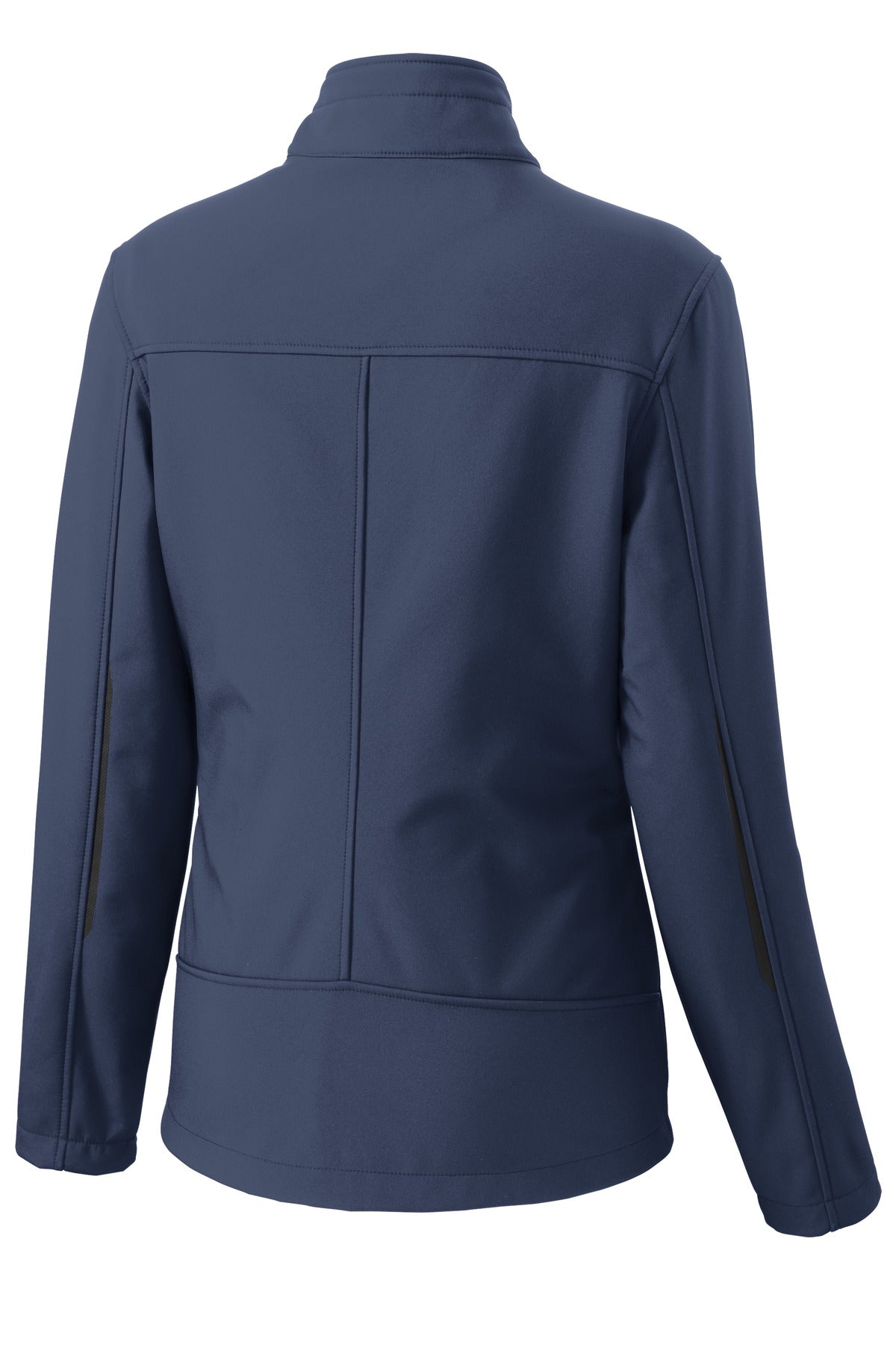 Rear View of Dress Blue Nvy Port Authority Women's Welded Soft Shell Jacket. L324