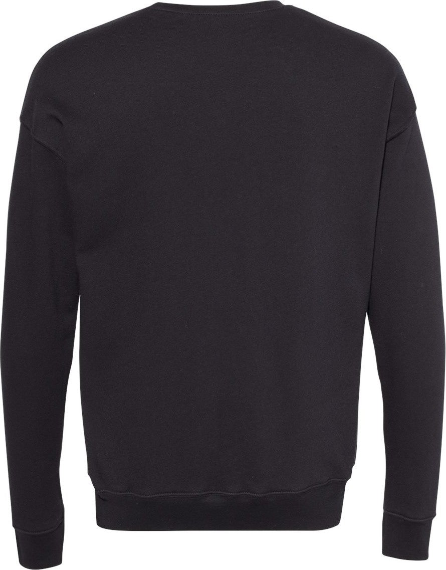 Front View of DTG Black Sponge Fleece Drop Shoulder Crewneck Sweatshirt - 3945