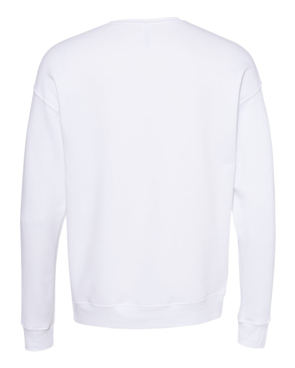 Front View of DTG White Sponge Fleece Drop Shoulder Crewneck Sweatshirt - 3945