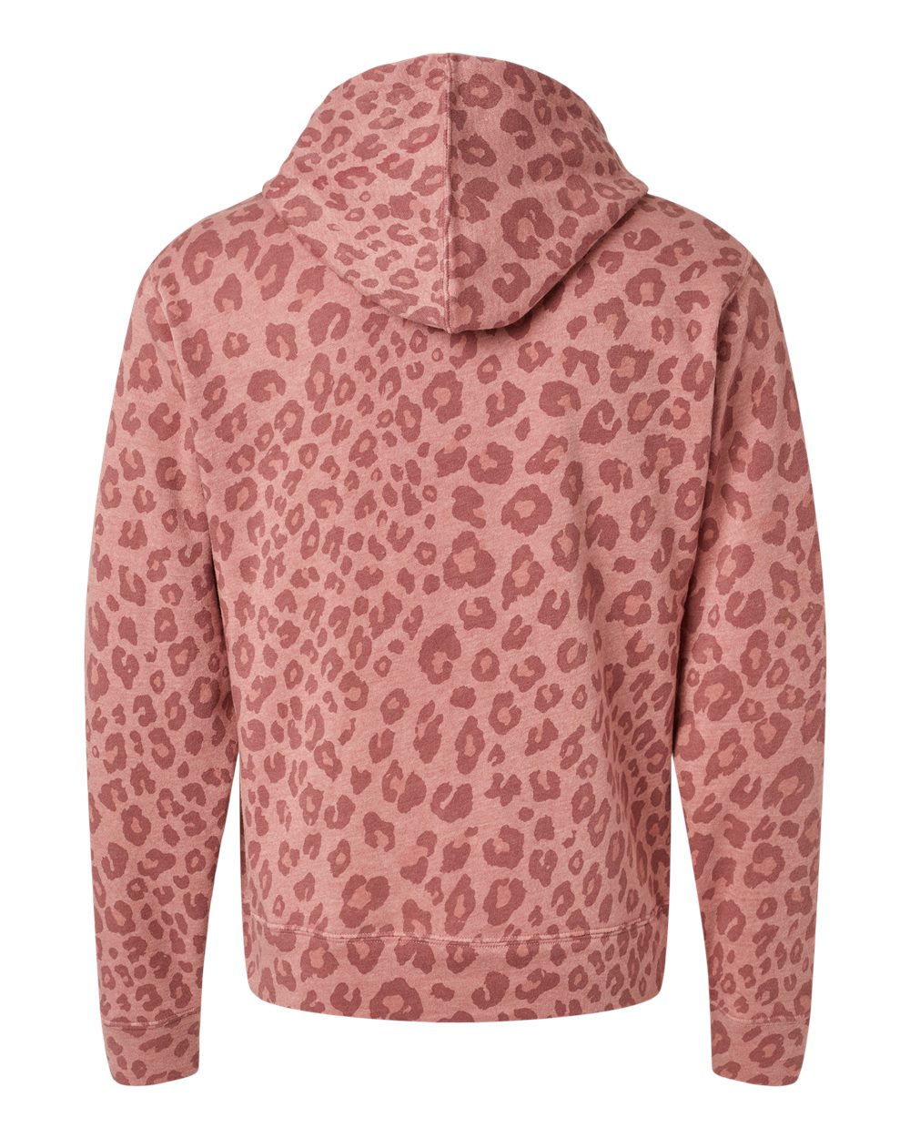 Rear View of Dusty Rose Leopard Triblend Triblend Fleece Hooded Sweatshirt - 8871