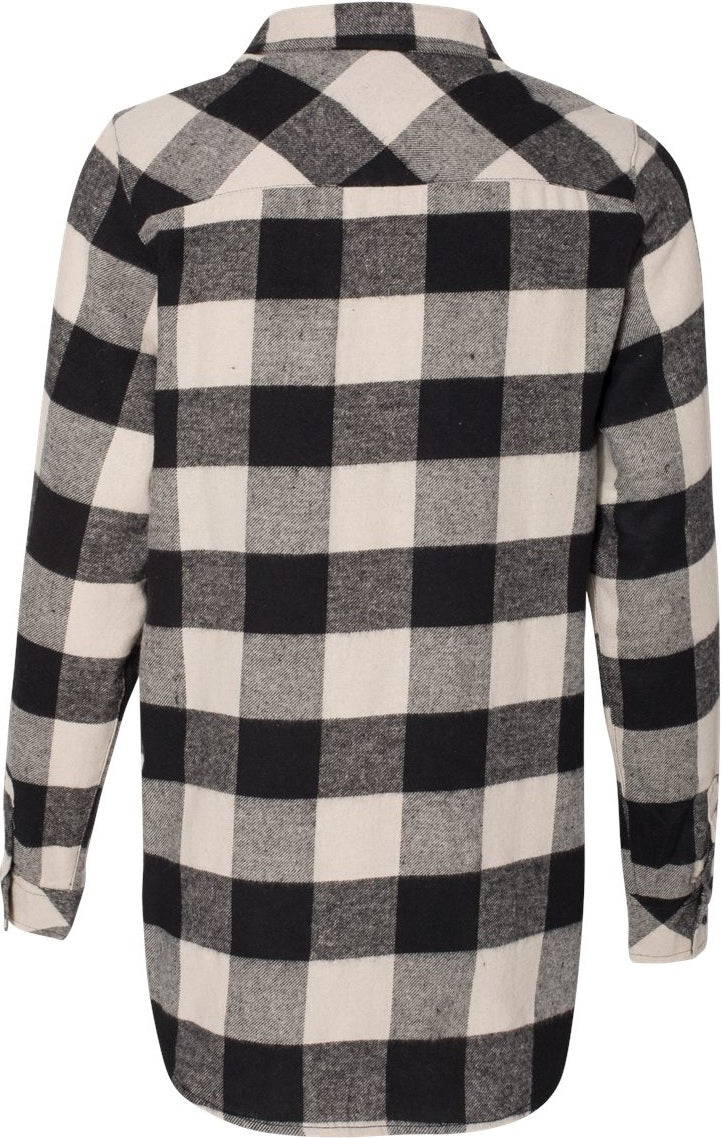 Front View of Ecru/ Black Buffalo Women's Yarn-Dyed Long Sleeve Flannel Shirt - 5210
