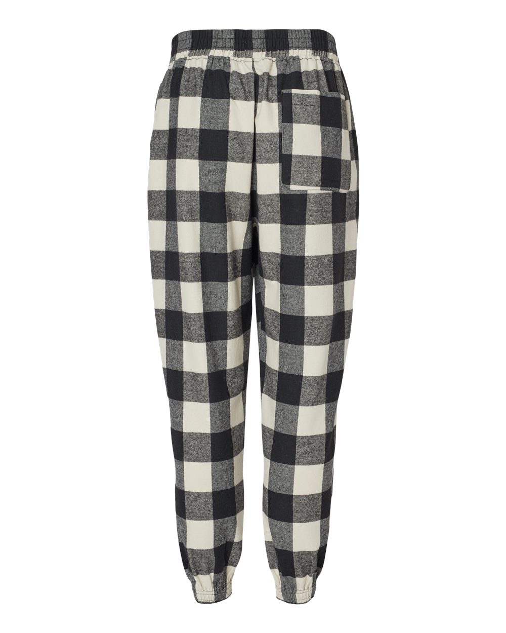 Rear View of Ecru/ Black Buffalo Youth Flannel Joggers - 4810