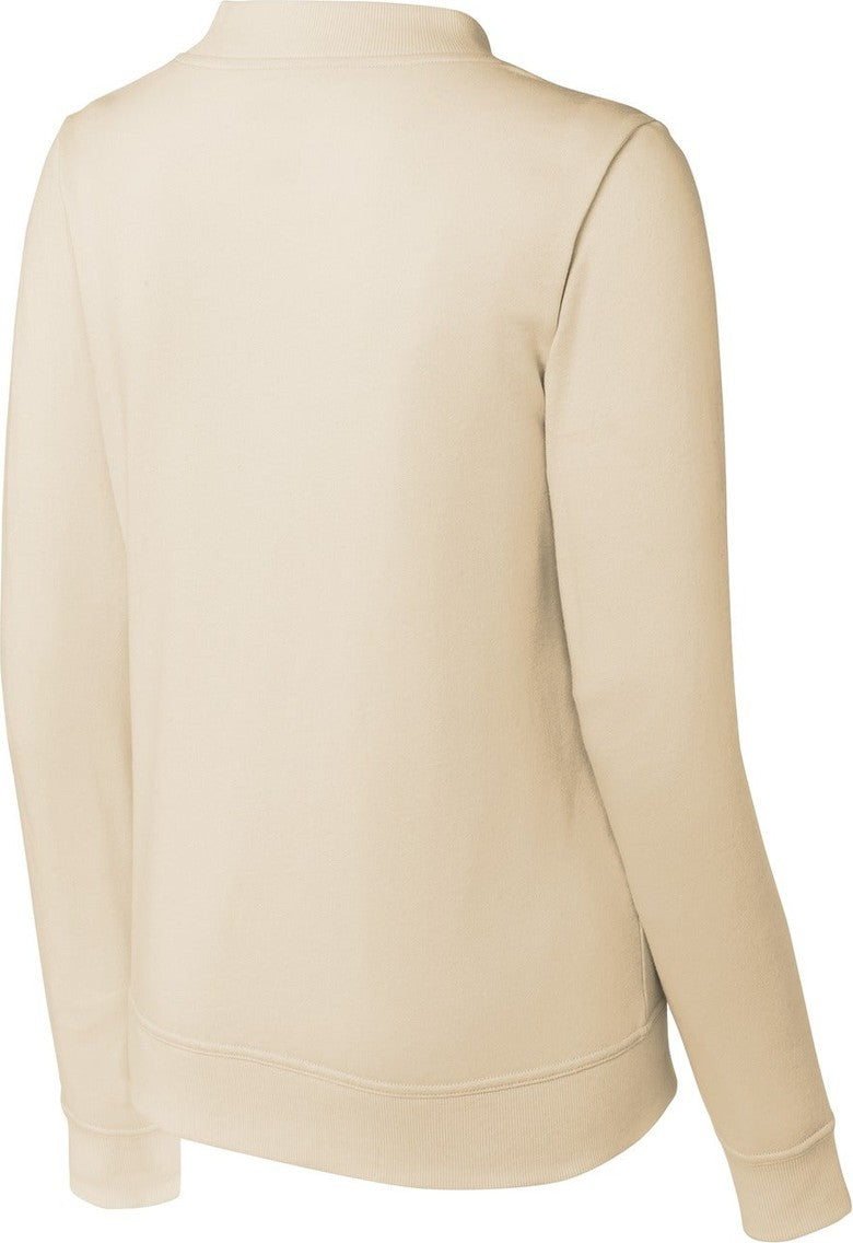 Rear View of Ecru Sport-Tek Women's Lightweight French Terry Bomber LST274