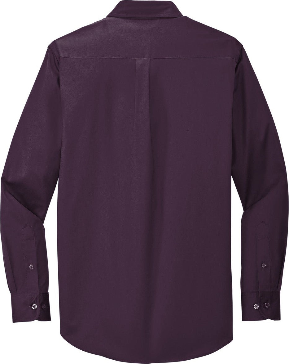 Rear View of Eggplant Port Authority Long Sleeve Easy Care Shirt S608