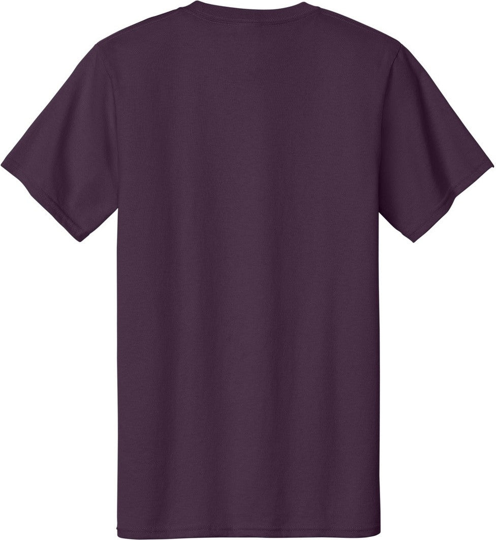 Front View of Eggplant Port & Co Essential Tee. PC61