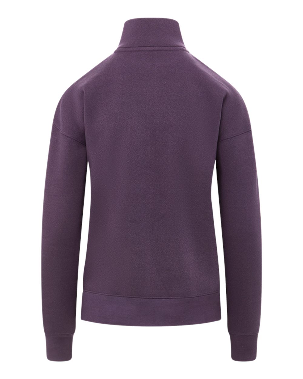 Rear View of Eggplant Women's Cloud Fleece Quarter-Zip Sweatshirt - W20189 plain