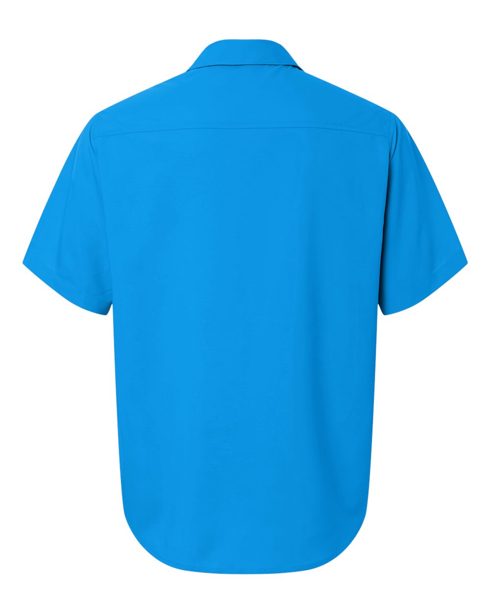 Rear View of Electric Blue Men's UltraUVP Shoreline Short Sleeve Staff Shirt - CE520 plain