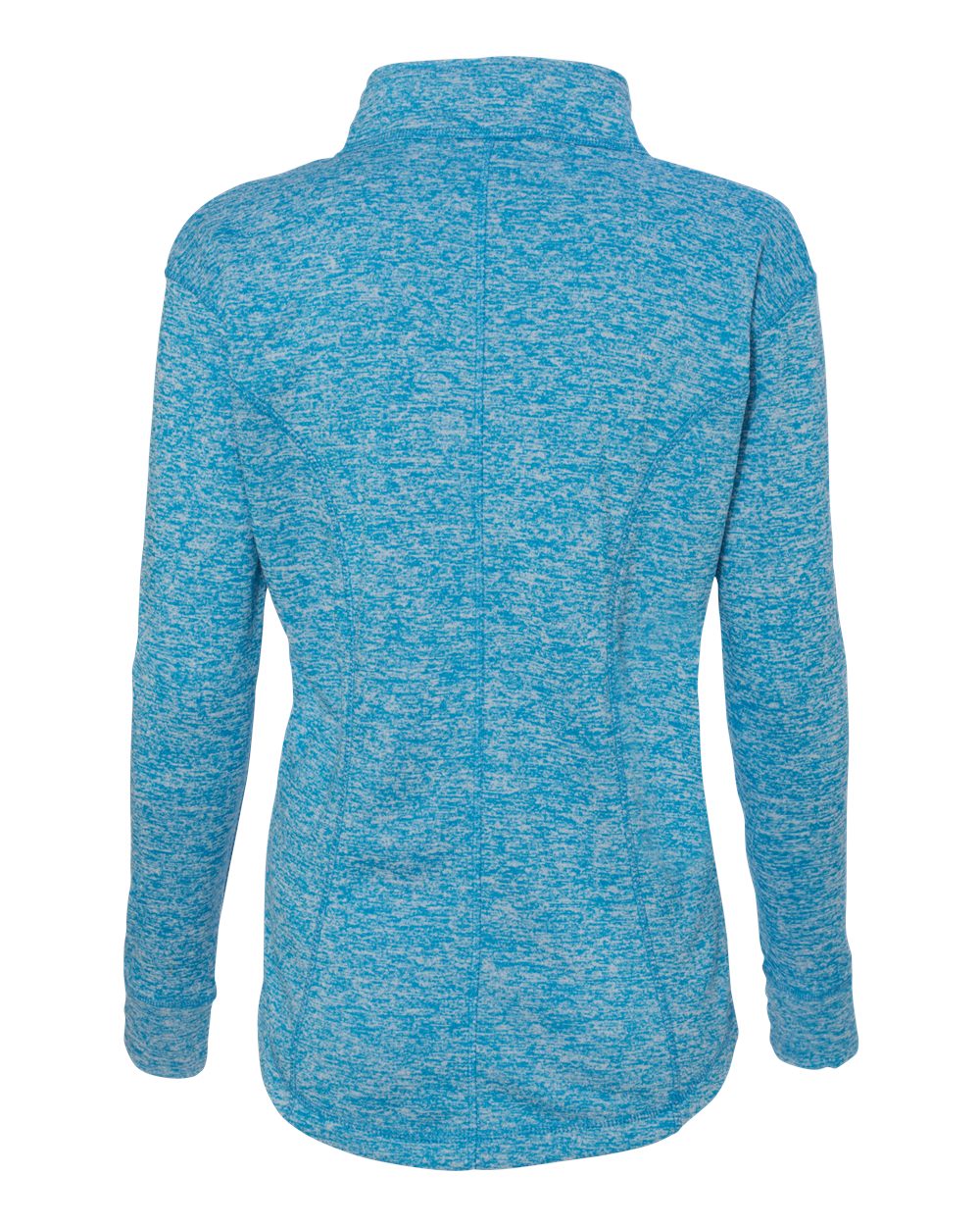 Front View of Electric Blue/ Neon Green Women's Cosmic Fleece Quarter-Zip Pullover - 8617