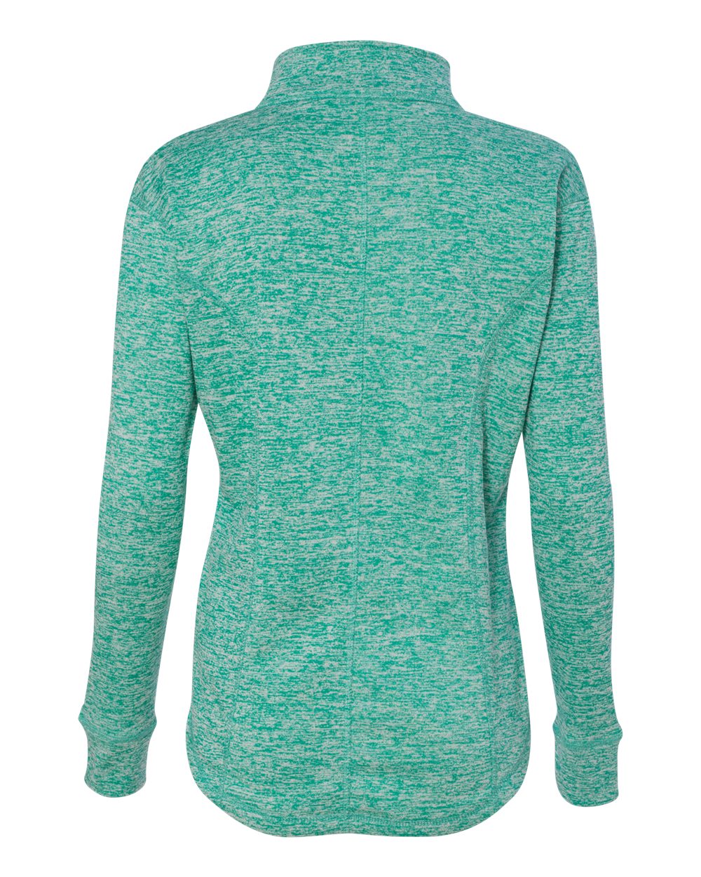 Rear View of Emerald/ Neon Yellow Women&#39;s Cosmic Fleece Quarter-Zip Pullover - 8617
