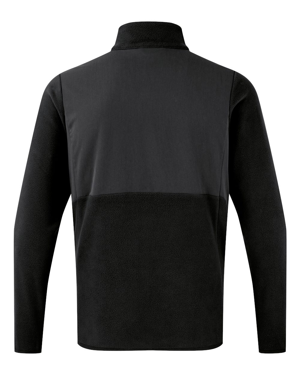 Rear View of Exact Black Men's Agility Panelled Fleece Full-Zip Jacket - NN800 plain