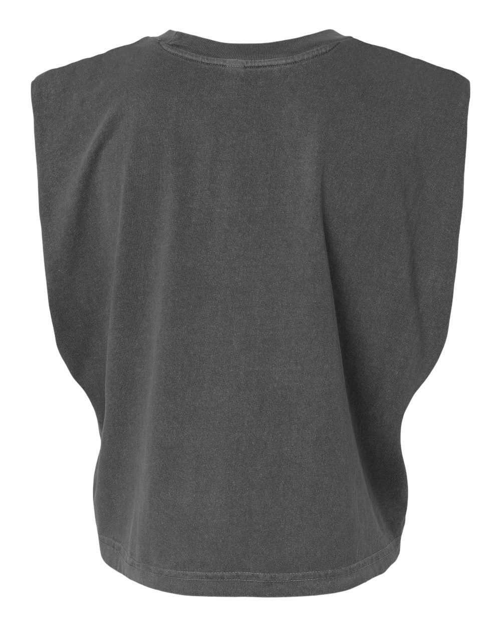 Front View of Faded Black Garment-Dyed Women's Heavyweight Muscle Tee - 307GD