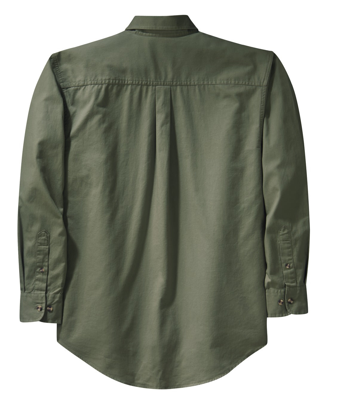 Front View of Faded Olive Port Authority Long Sleeve Twill Shirt. S600T