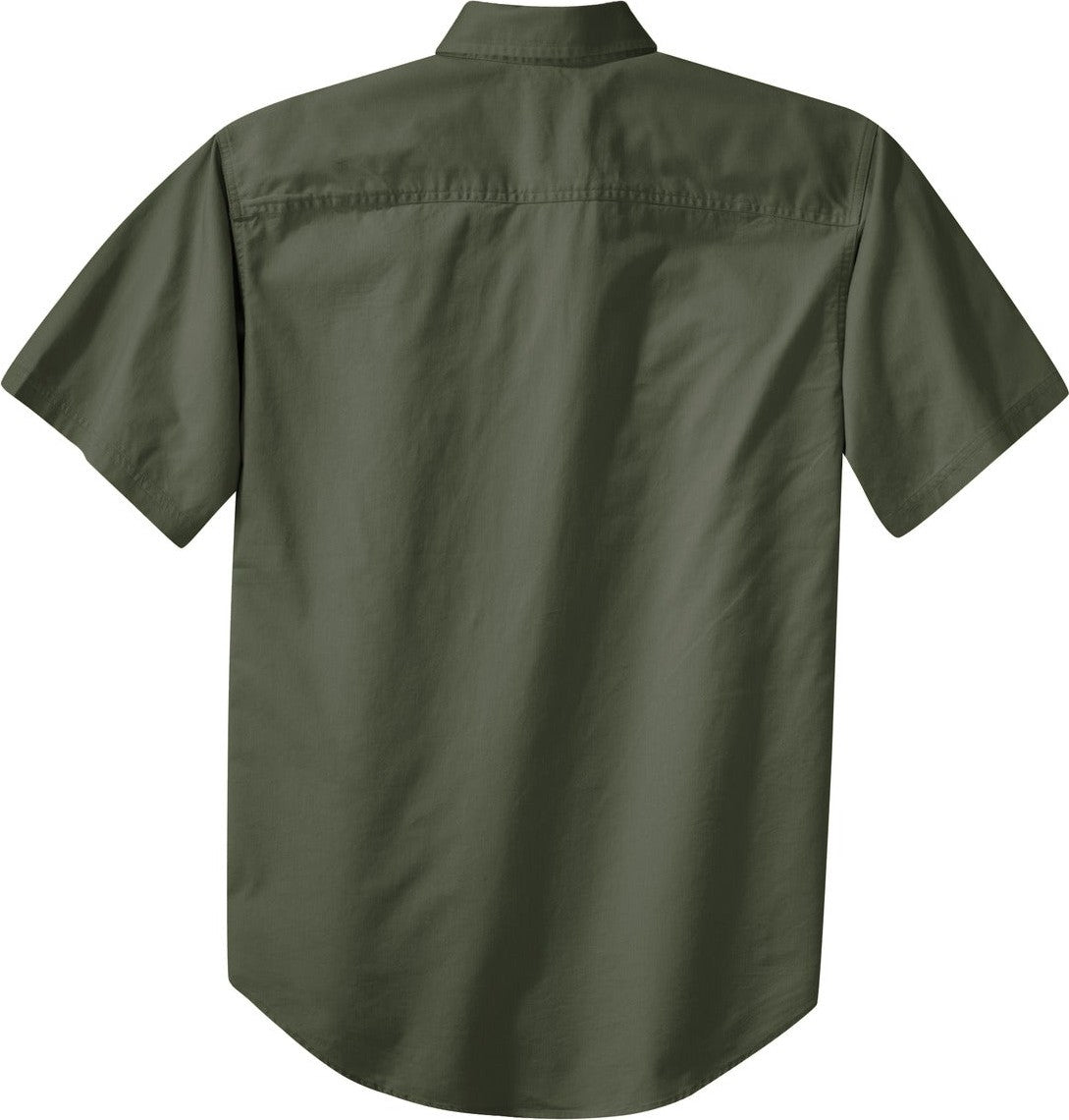 Front View of Faded Olive Port Authority Short Sleeve Twill Shirt. S500T