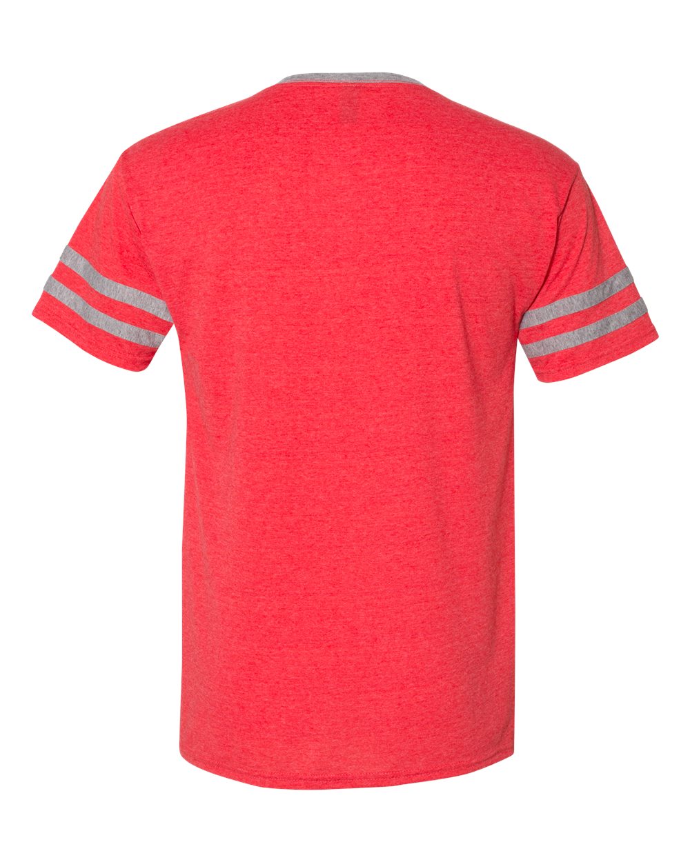 Front View of Fiery Red Heather/ Oxford Triblend Varsity Ringer T-Shirt - 602MR