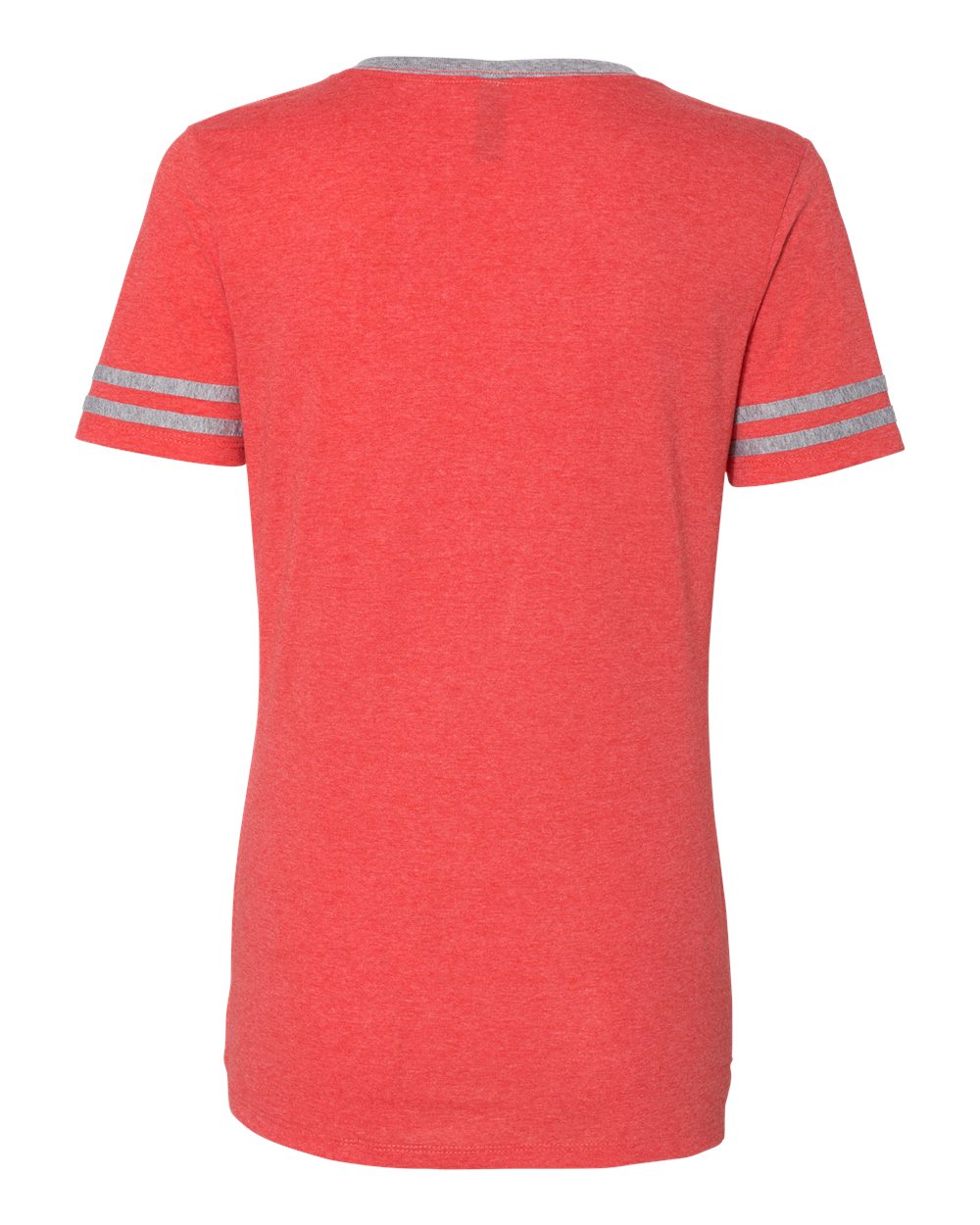Front View of Fiery Red Heather/ Oxford Women's Varsity Triblend V-Neck T-Shirt - 602WVR