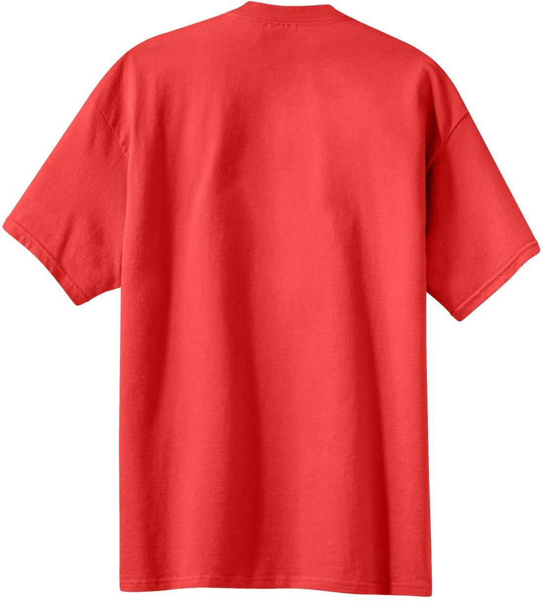 Rear View of Fiery Red Port & Co Essential Tee. PC61