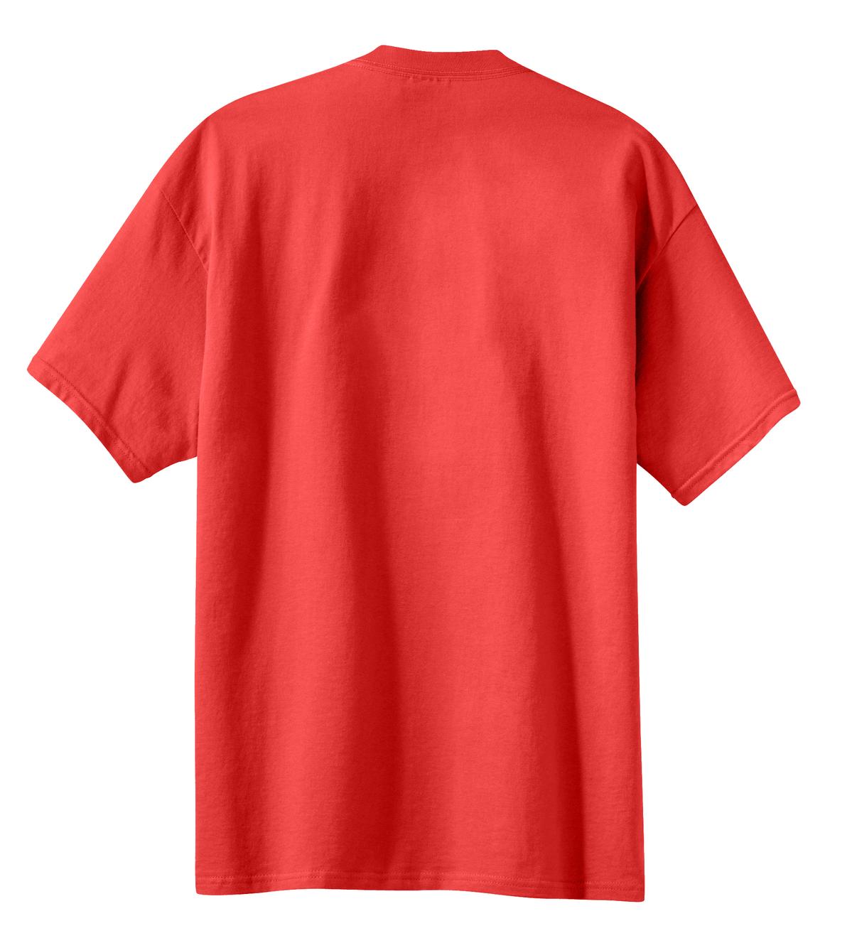 Front View of Fiery Red Port & Co Tall Essential Tee. PC61T