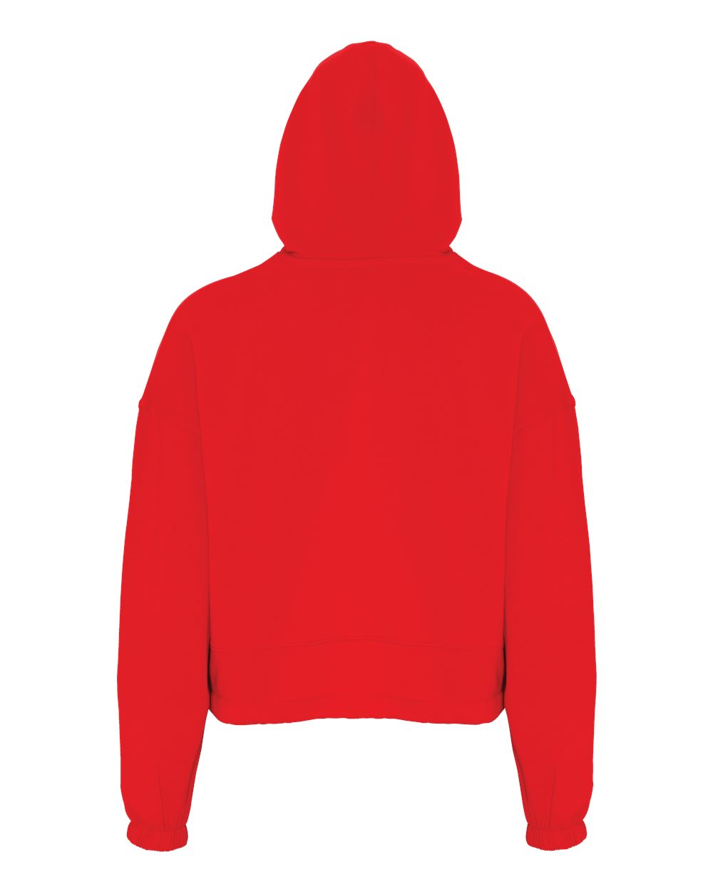 Rear View of Fire Red Women's Cropped Maria Hoodie - TD085