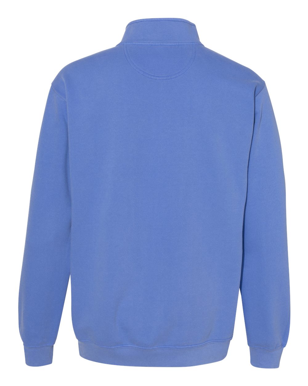 Front View of Flo Blue Garment-Dyed Quarter Zip Sweatshirt - 1580