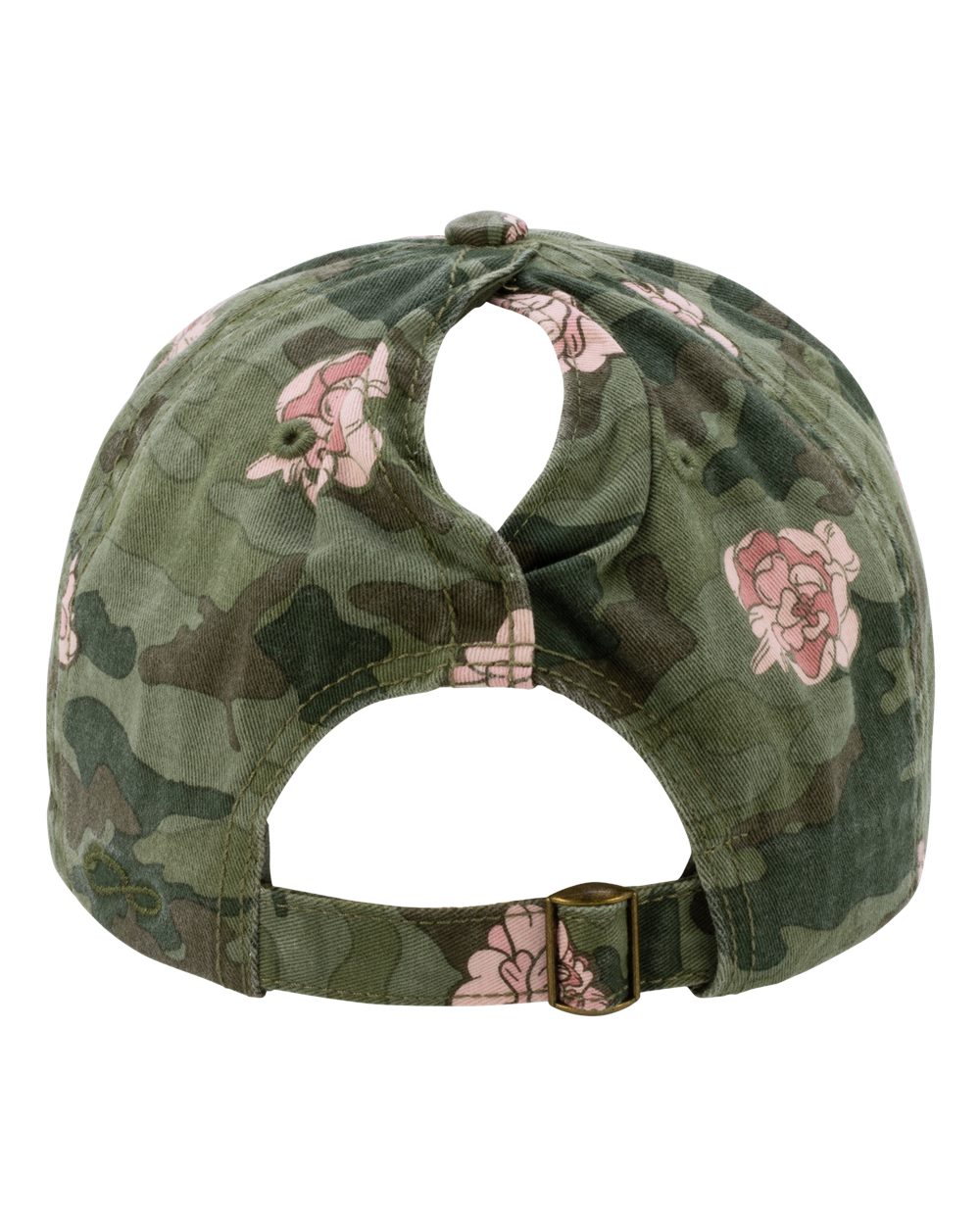 Rear View of Floral Camo Women&#39;s Garment-Washed Fashion Print Cap - HATTIE