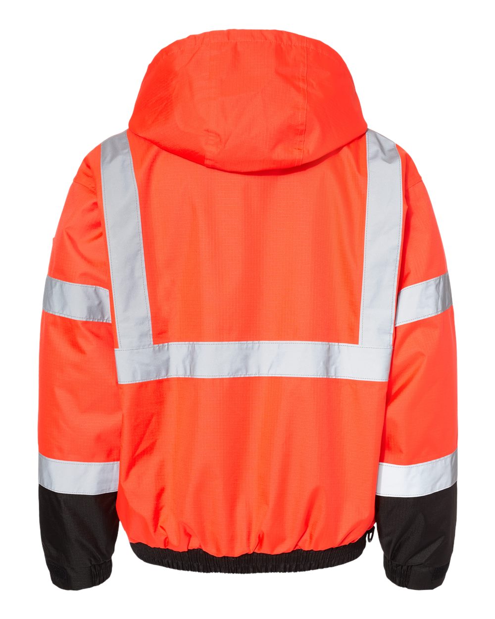 Front View of Fluorescent Red Ripstop Bomber Jacket - JS130-132