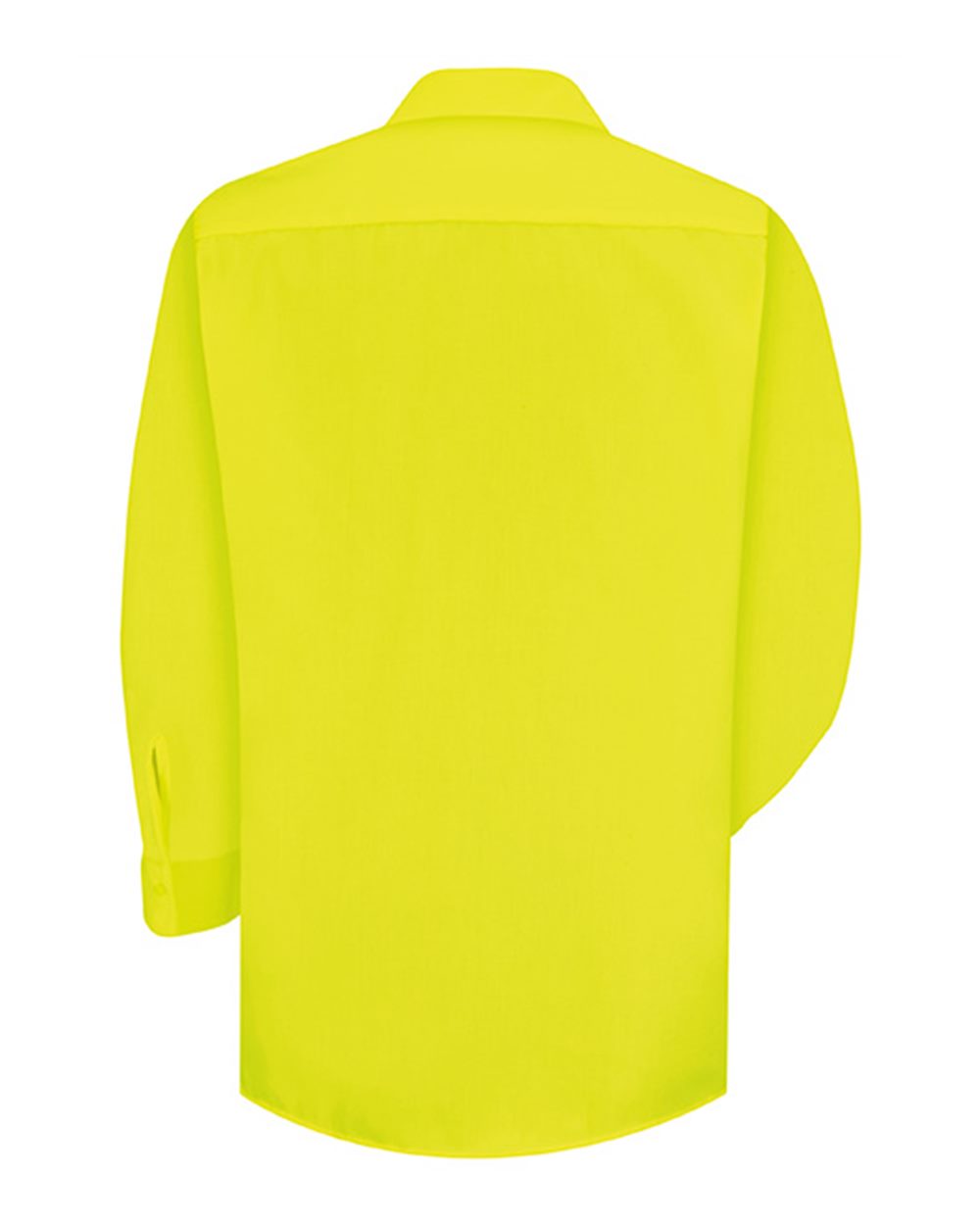 Front View of Fluorescent Yellow Enhanced Visibility Long Sleeve Work Shirt - Tall Sizes - SS14T