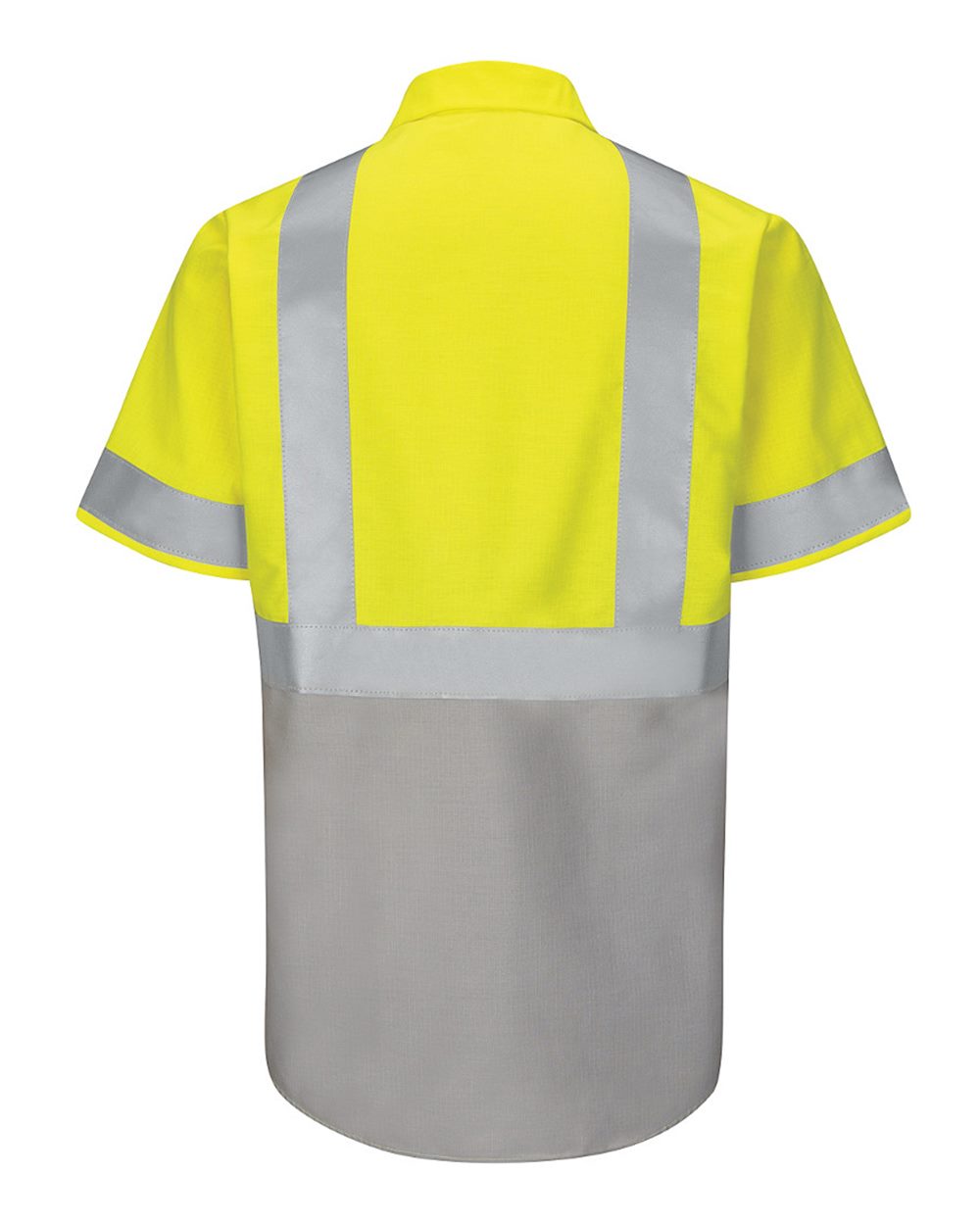 Front View of Fluorescent Yellow/ Green/ Grey Enhanced & Hi-Visibility Work Shirt - Tall Sizes - SY24T