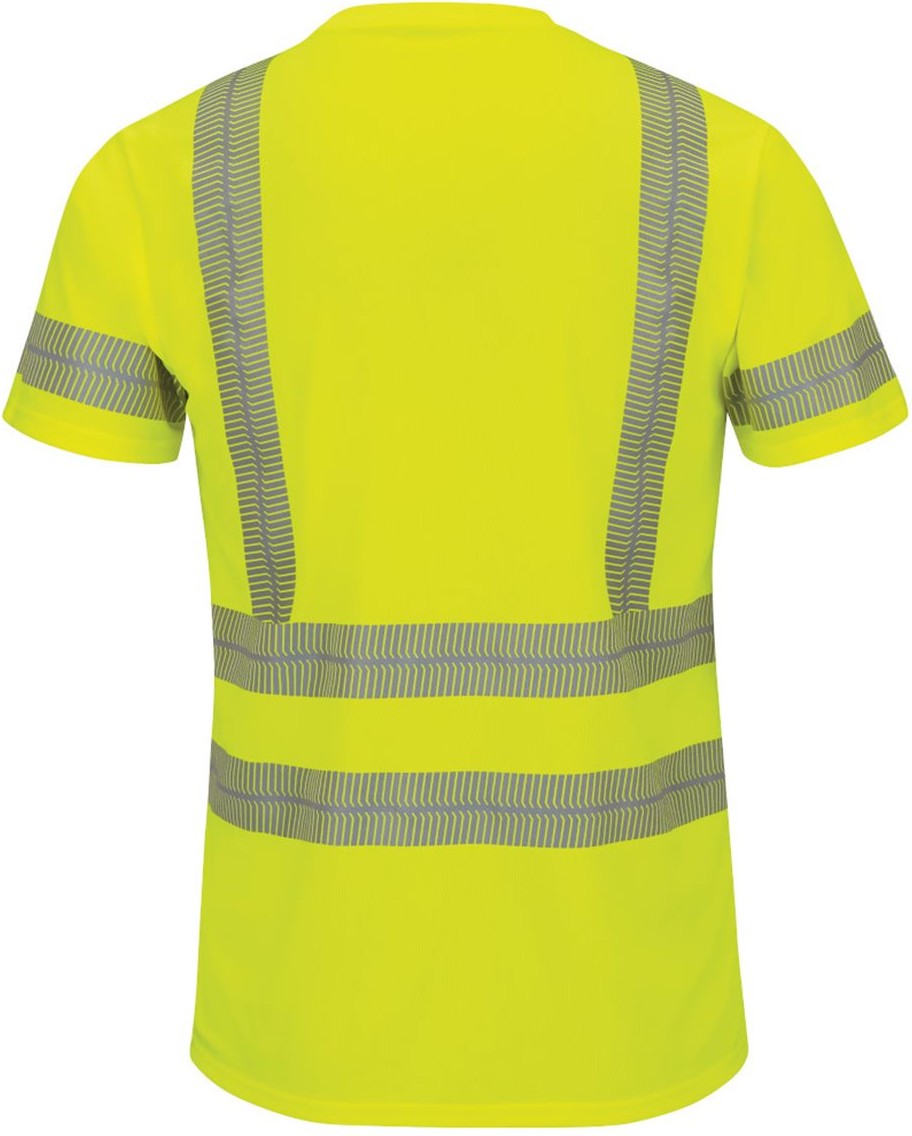 Front View of Fluorescent Yellow High Visibility Short Sleeve T-Shirt - Tall Sizes - SVY4T