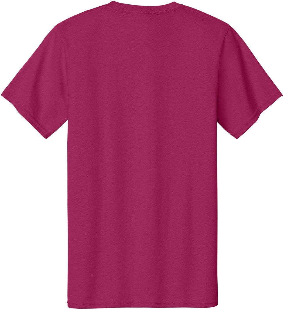 Front View of FlushPink Port & Co Essential Tee. PC61