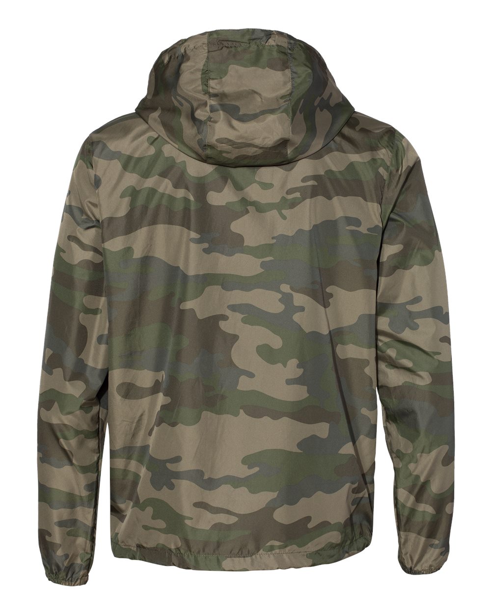 Front View of Forest Camo Lightweight Windbreaker Full-Zip Jacket - EXP54LWZ