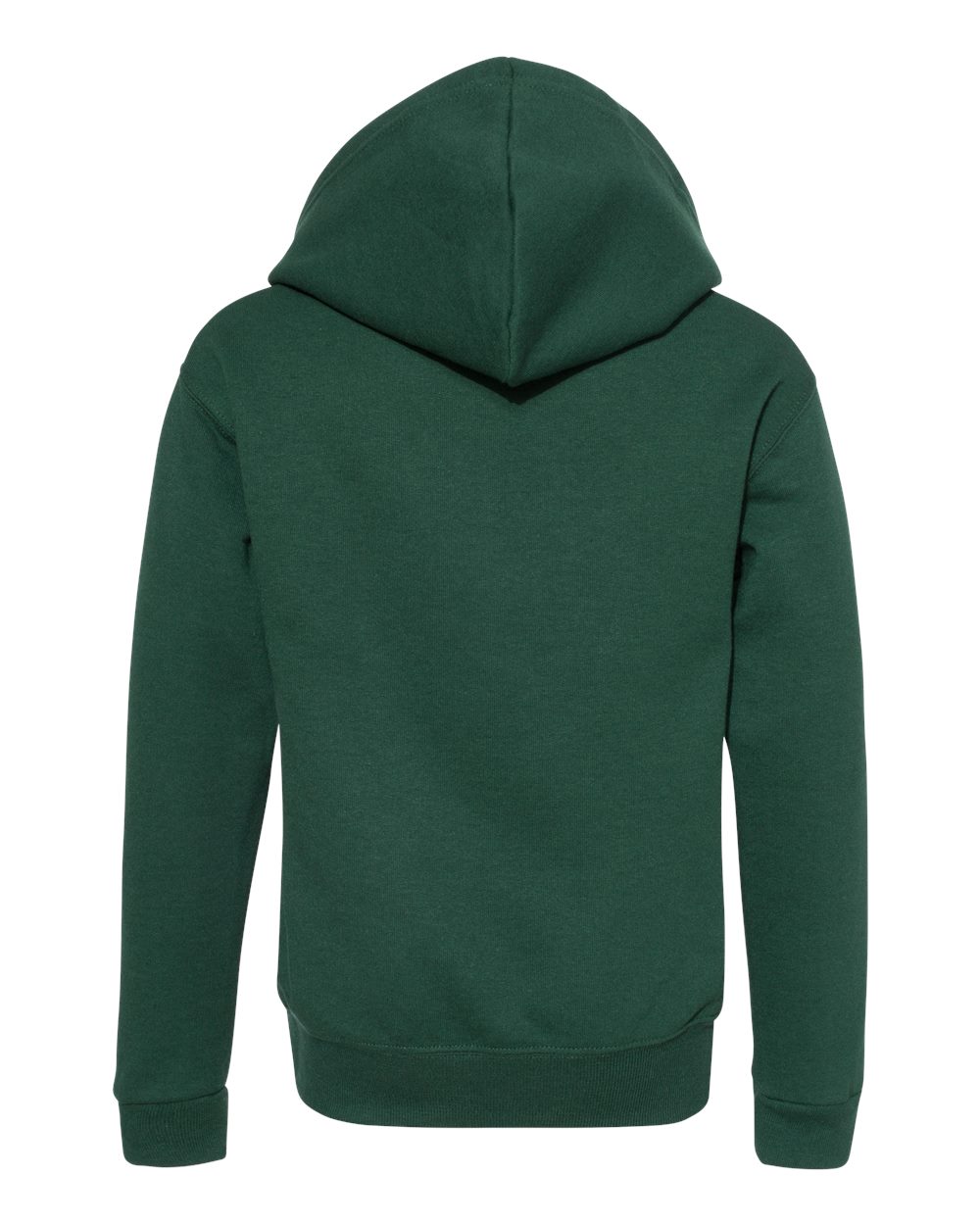Front View of Forest Green NuBlend® Youth Full-Zip Hooded Sweatshirt - 993BR