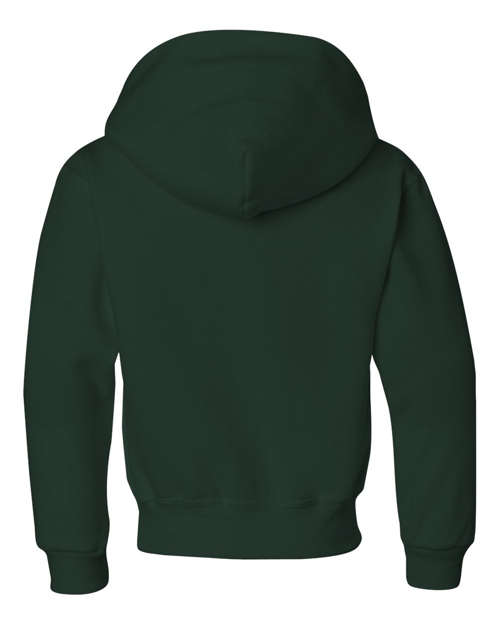 Rear View of Forest Green NuBlend® Youth Hooded Sweatshirt - 996YR