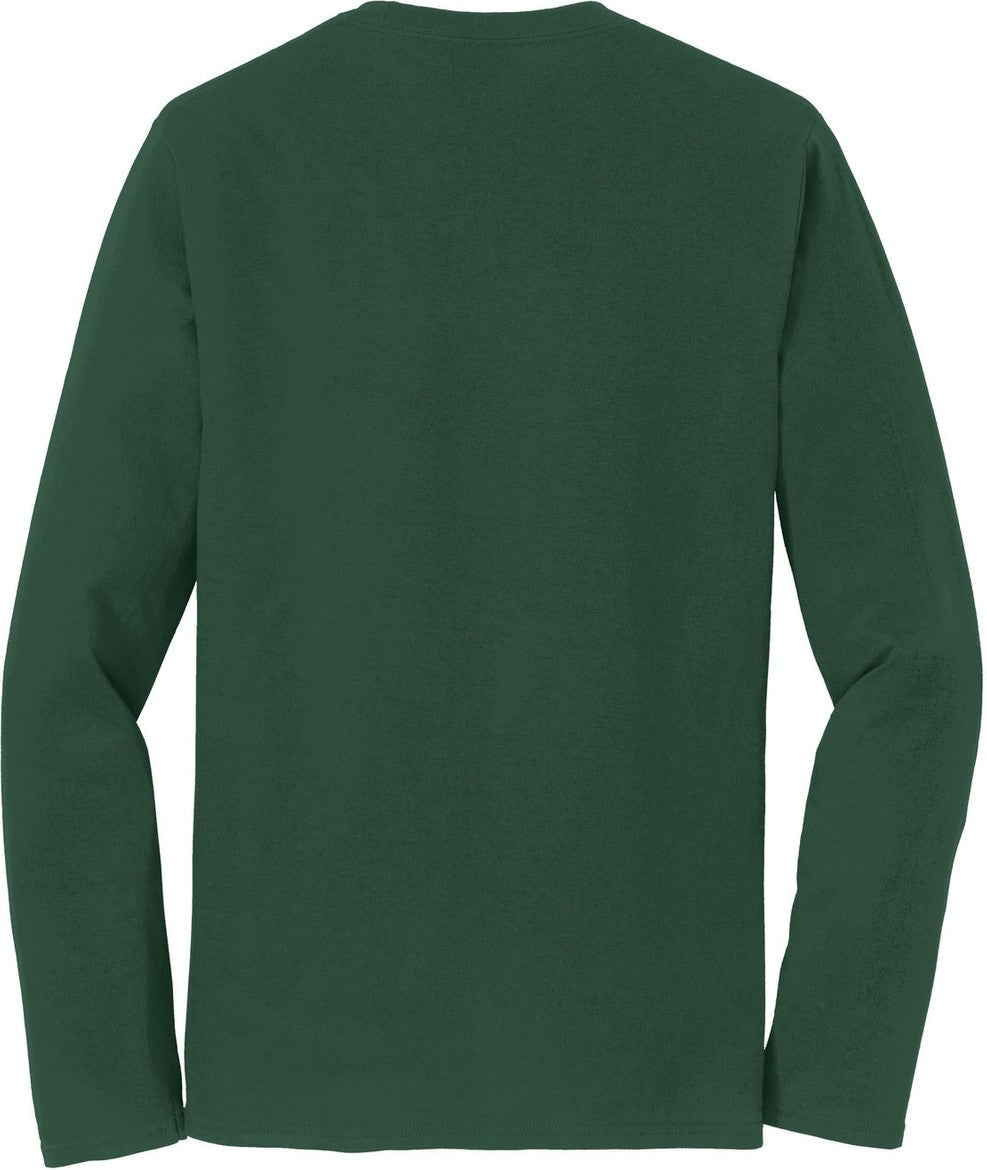 Front View of Forest Green Port & Co Long Sleeve Fan Favorite Tee. PC450LS
