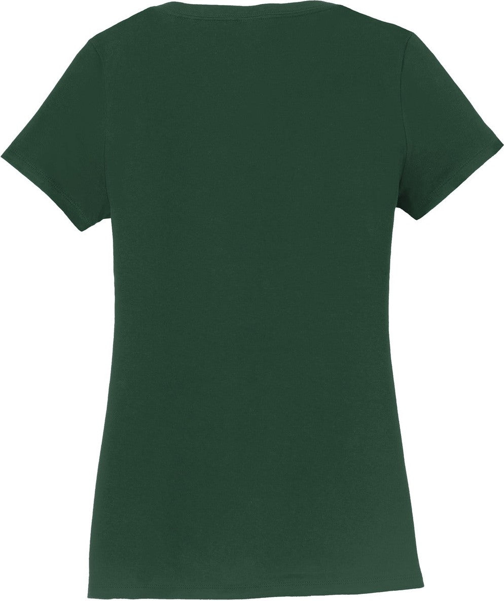 Rear View of Forest Green Port & Co Women's Fan Favorite V-Neck Tee. LPC450V
