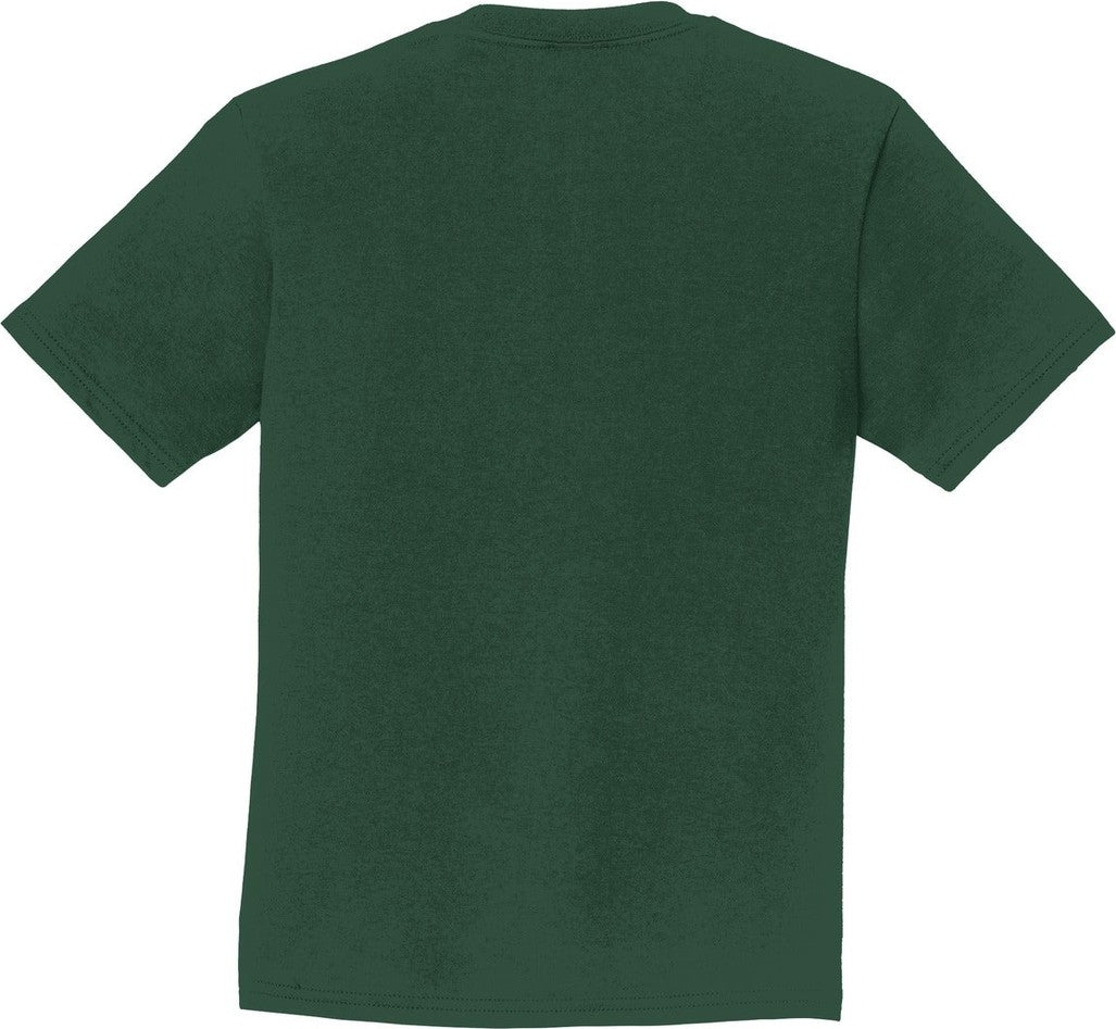 Front View of Forest Green Port & Co Youth Fan Favorite Tee. PC450Y