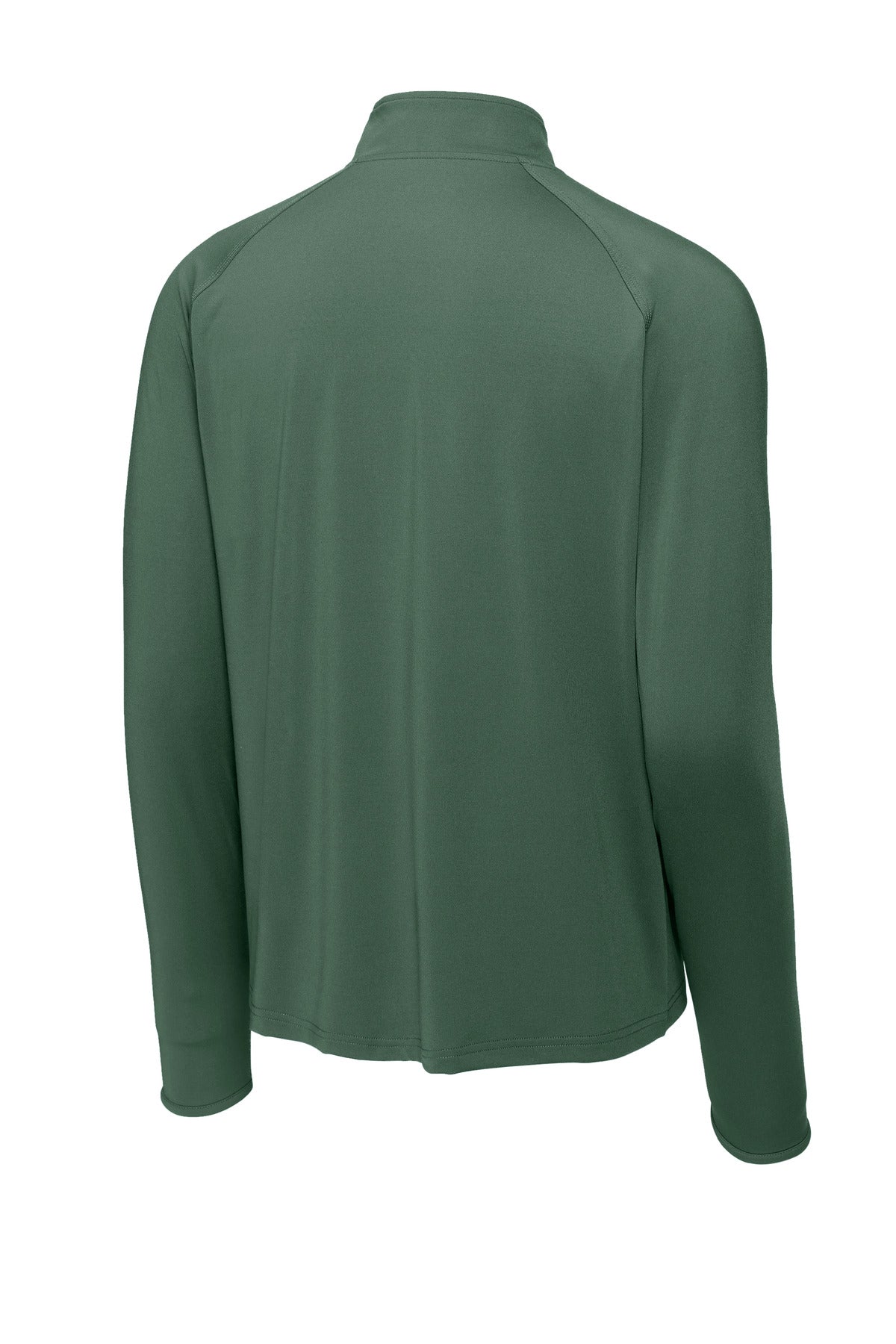 Rear View of Forest Green Sport-Tek Sport-Wick Stretch 1/4-Zip Pullover. ST850