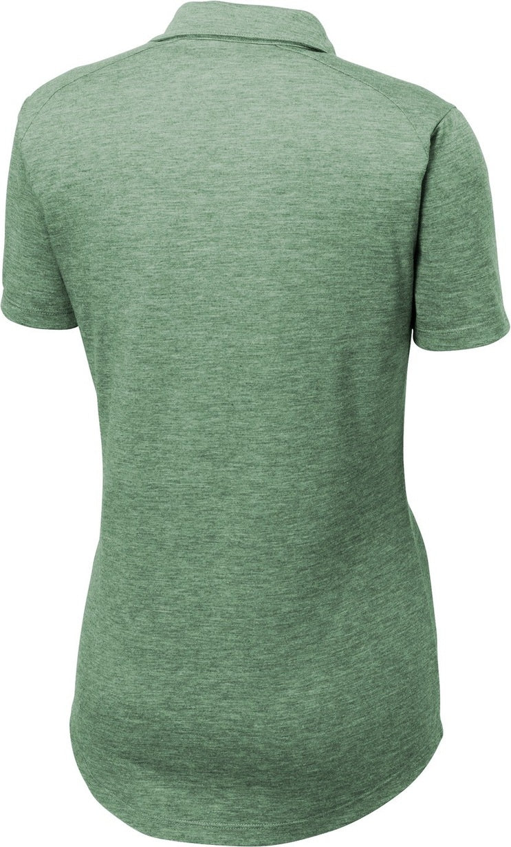 Rear View of Forest Grn Hth Sport-Tek Women's PosiCharge Tri-Blend Wicking Polo. LST405