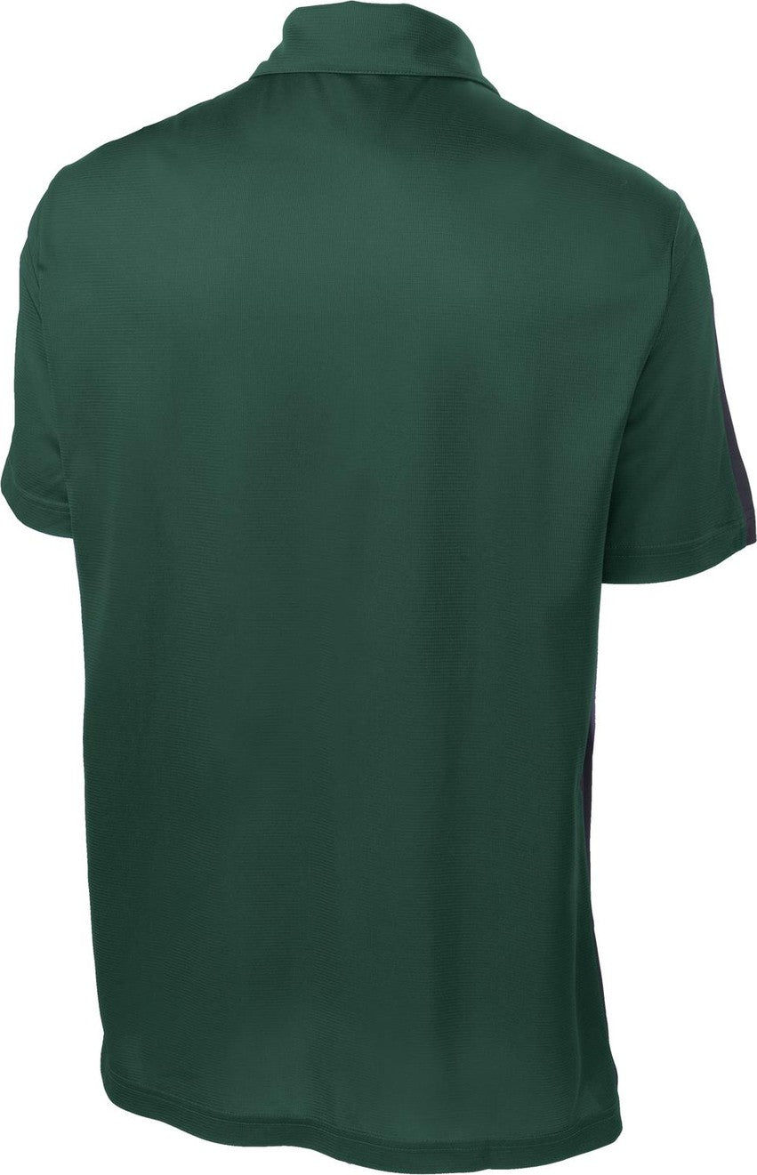 Front View of Forest Grn/Gry Sport-Tek PosiCharge Active Textured Colorblock Polo. ST695