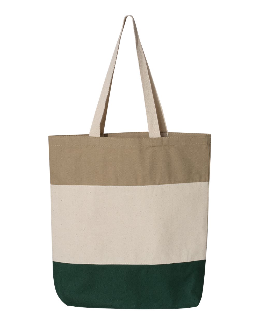 Front View of Forest/ Natural/ Khaki 11L Tri-Color Tote - Q125900