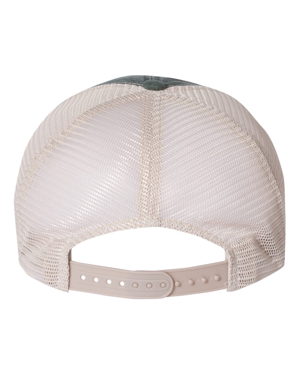 Rear View of Forest/ Stone Pigment-Dyed Trucker Cap - SP510