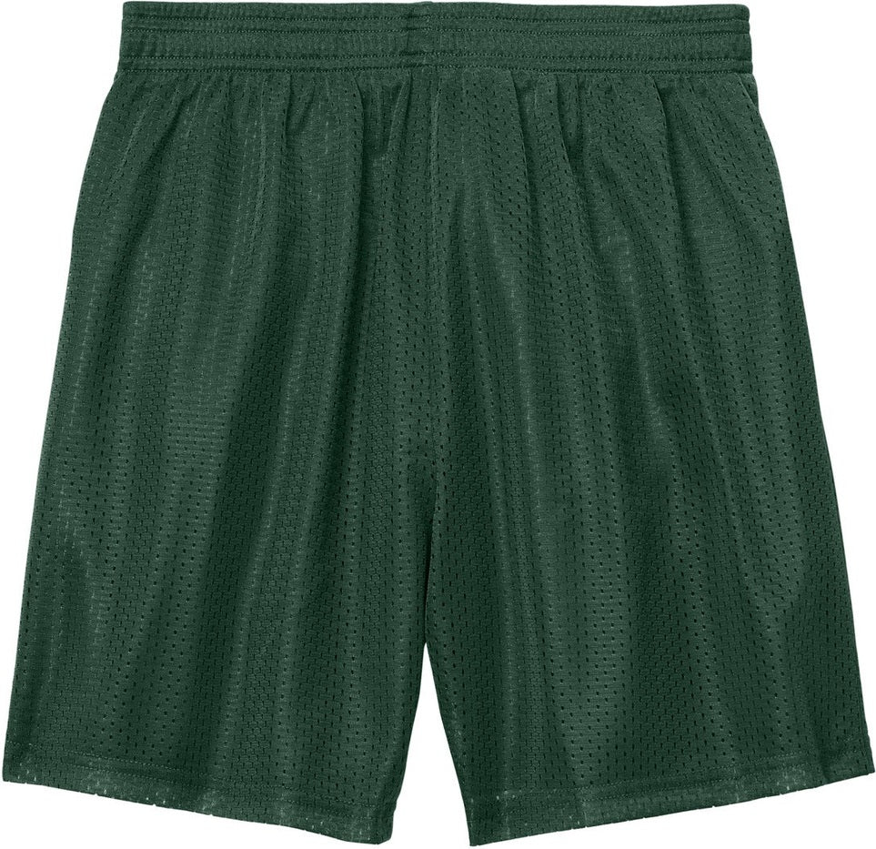 Front View of ForestGrn Sport-Tek Youth PosiCharge Mesh 5" Short YST5100