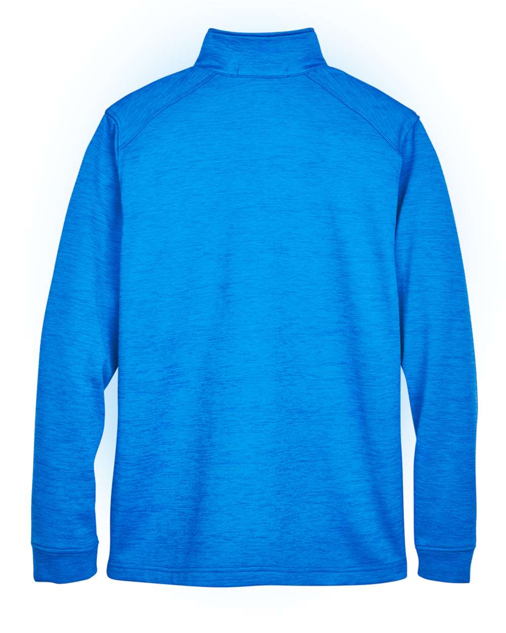 Rear View of French Blue Heather Men's Newbury Mélange Fleece Quarter-Zip Pullover - DG798